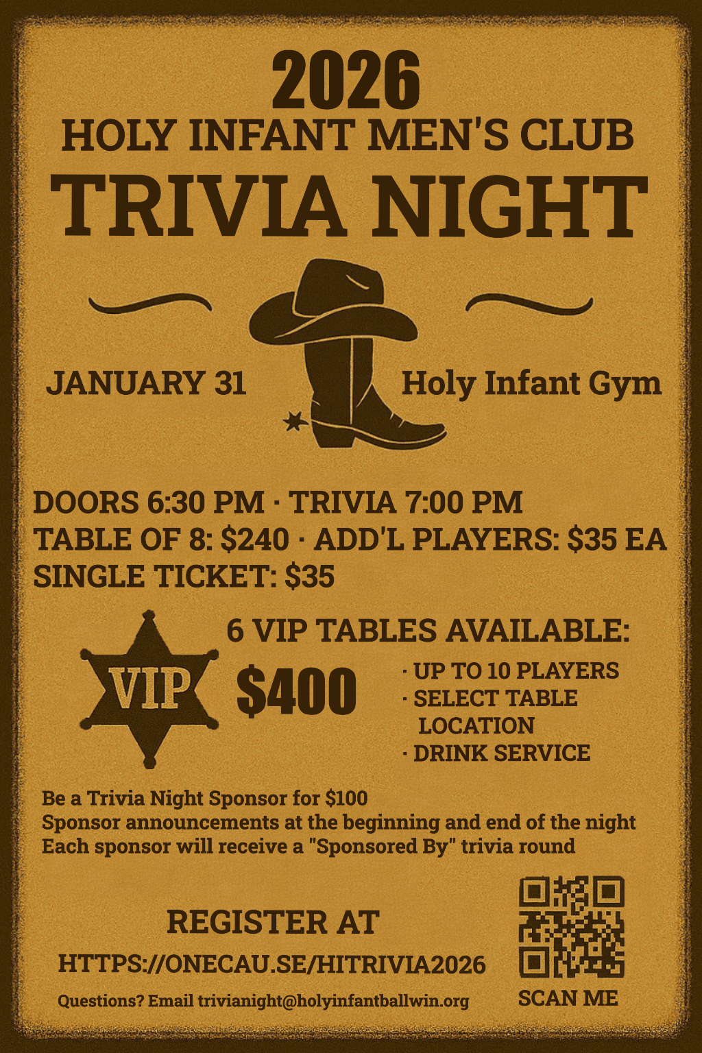 Men's Club Trivia @ gym